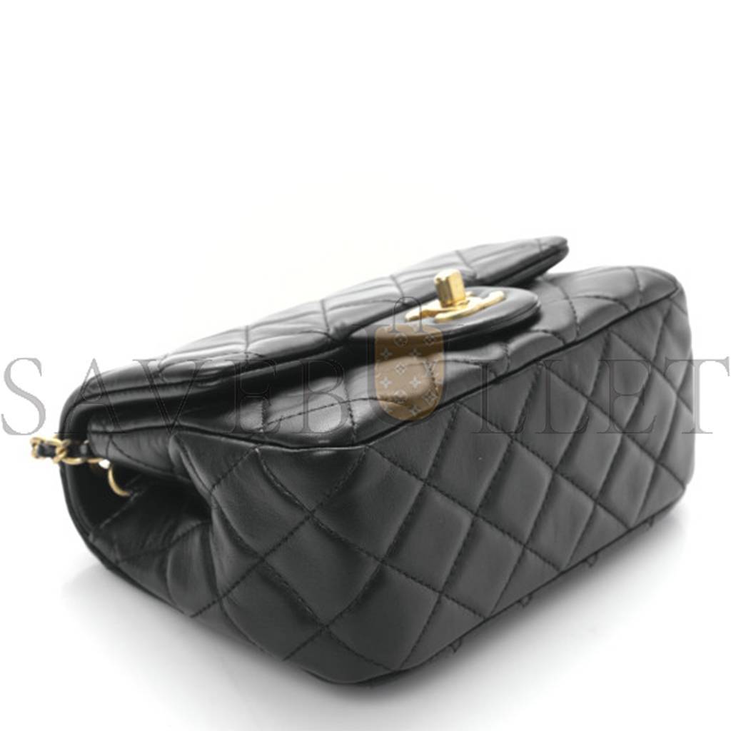 CHANEL MASTER LAMBSKIN QUILTED MINI PEARL CRUSH FLAP BLACK AS1786 (18*13*7cm)